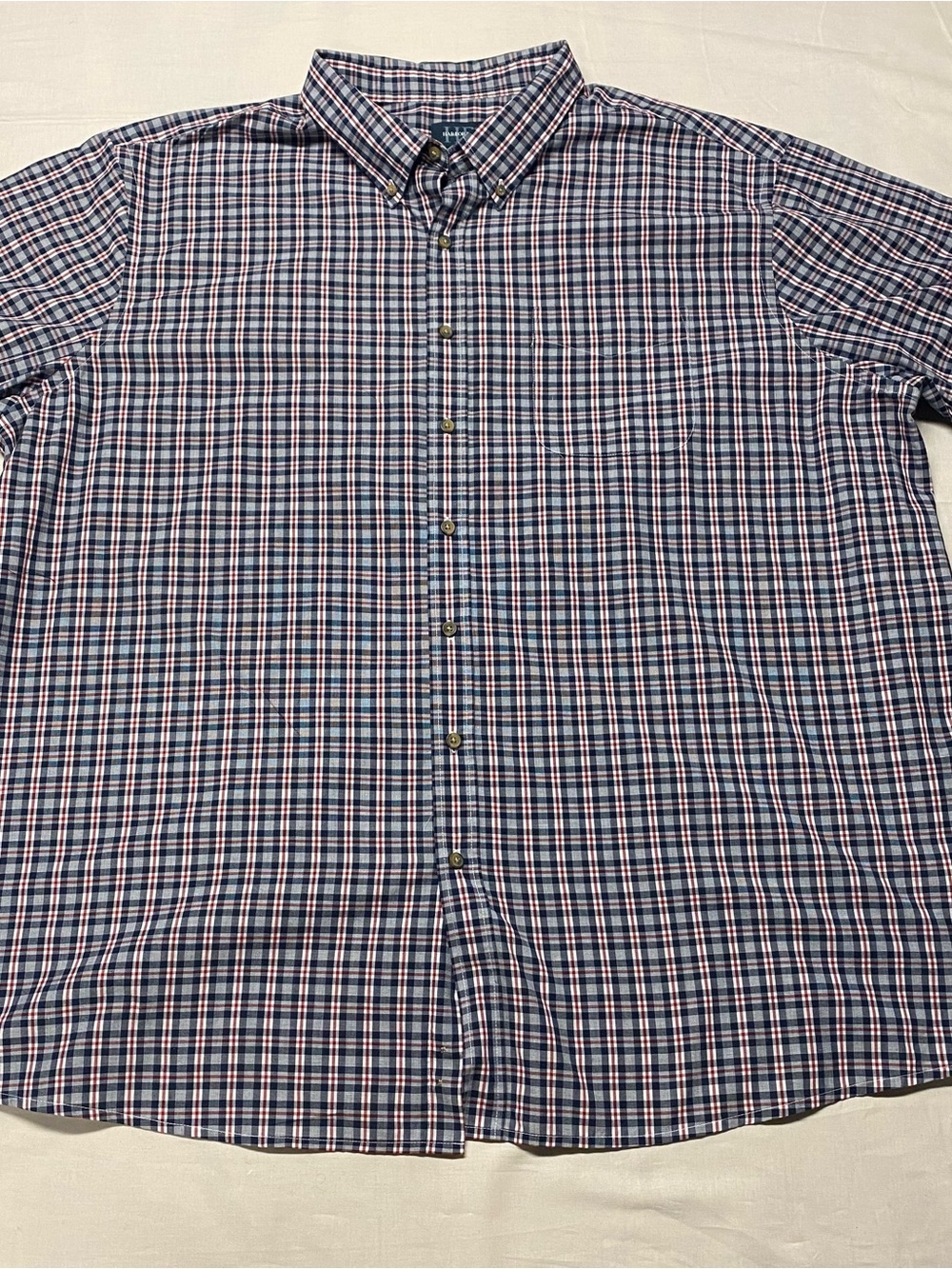 Harbor Bay Navy, White & Red Plaid Button-Down Shirt